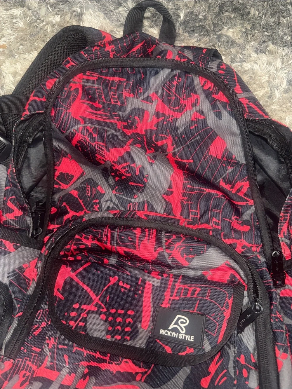 Men's Red & Gray Graphic Backpack
